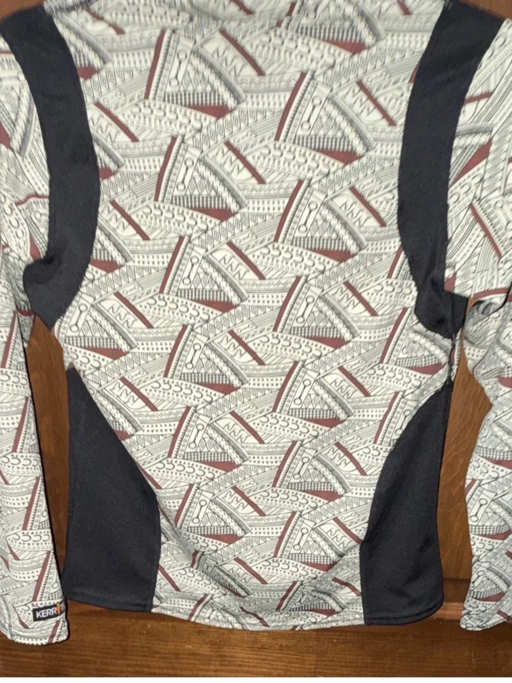 Kerrits Geometric Print Half-Zip Top in Cream, Brown & Black